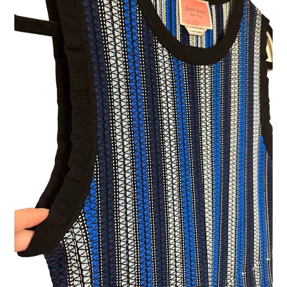 Kate‎ Spade Striped Sweater Sleeveless Dress Ribbed Knee Length Size Small EUC